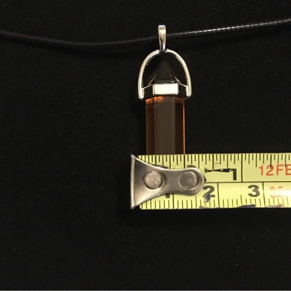 Amber Colored Synthetic Crystal Point Stone Necklace - Picture 4 of 6